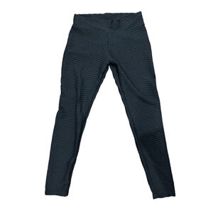 Women's Black Textured Leggings XL